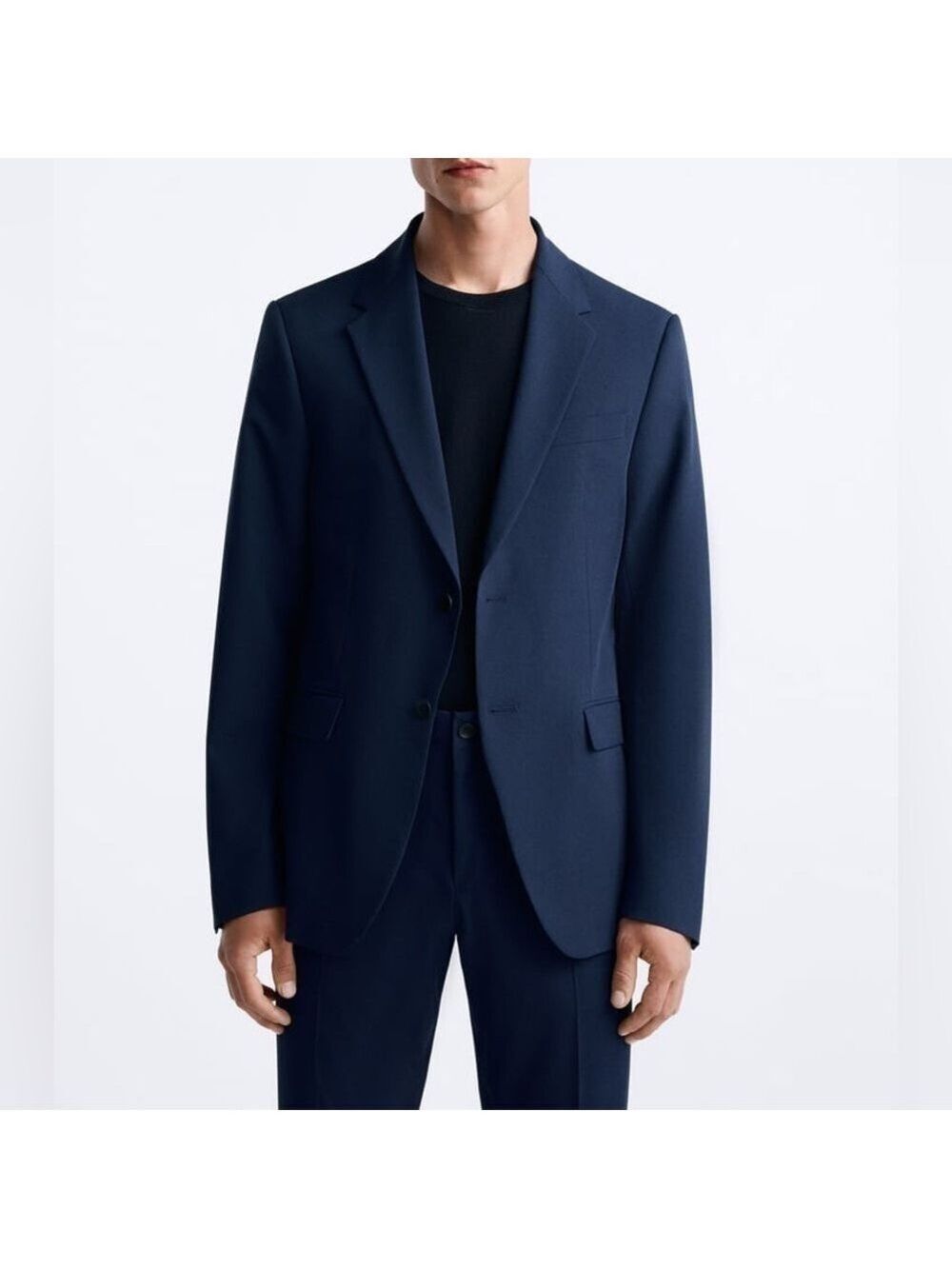 Zara Slim Fit Navy Blue Suit Jacket
